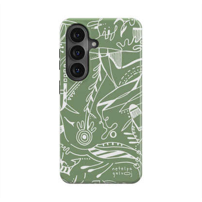 Telefono dėkliukas „Mintys“ –  Samsung Galaxy | Google Pixel | Magnetic | Šalavijo žalia