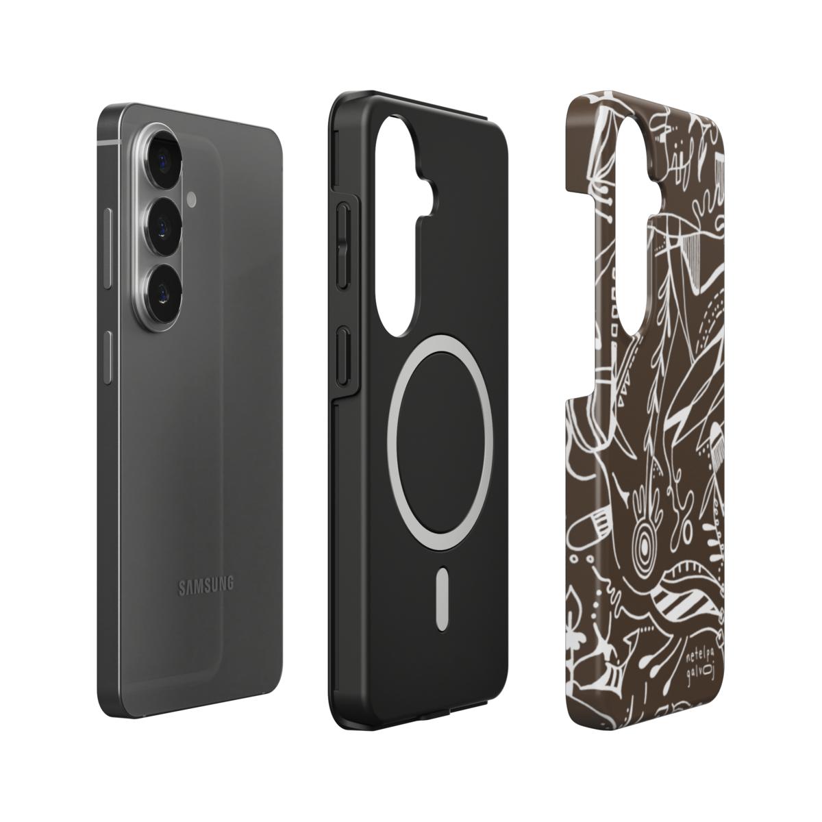 Telefono dėkliukas „Mintys“ –  Samsung Galaxy | Google Pixel | Magnetic | Šokoladinė ruda